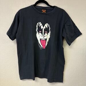Vintage Gene Simmons Kiss Crew Neck Band Tee Black Size Large